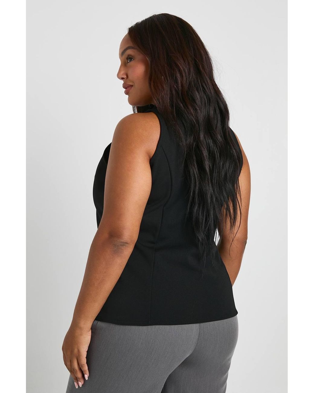 Boohoo Black Plus Structured Zip Down Collared Top