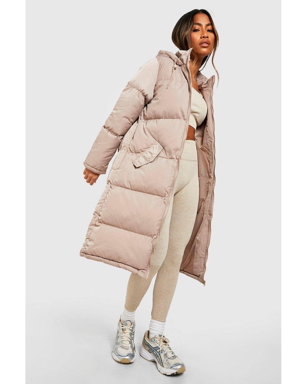Boohoo Natural Longline Puffer Jacket
