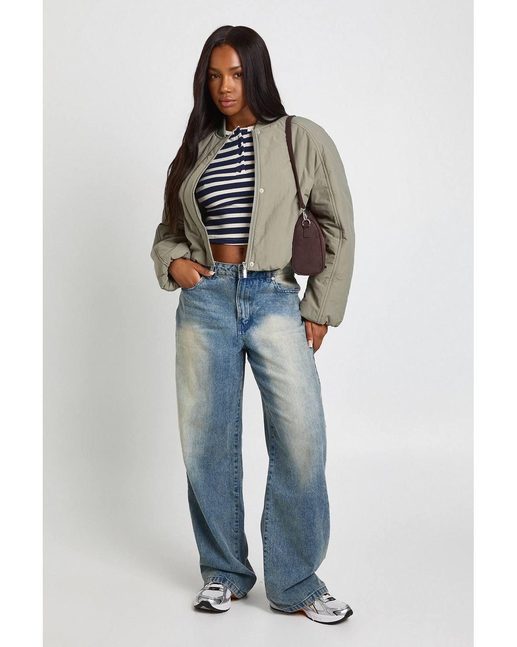 Boohoo Blue Oversized Bomber Jacket