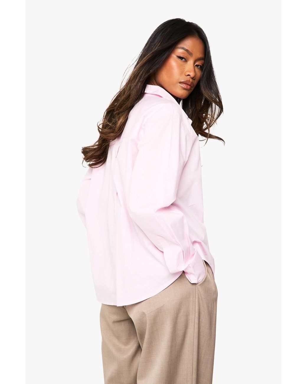 Boohoo Natural Basic Cotton Shirt