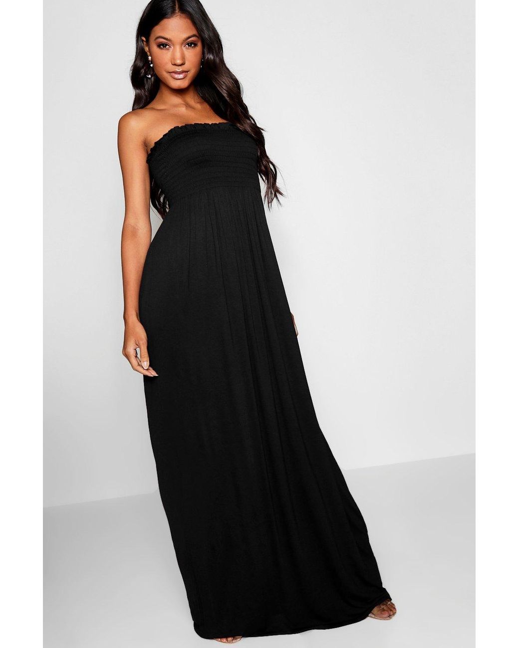 bandeau black maxi dress