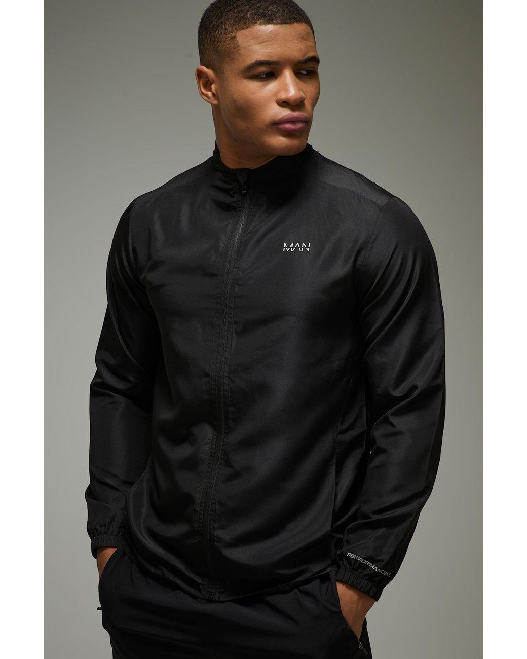 BoohooMAN Black Active Lightweight Regular Fit Track Jacket for men