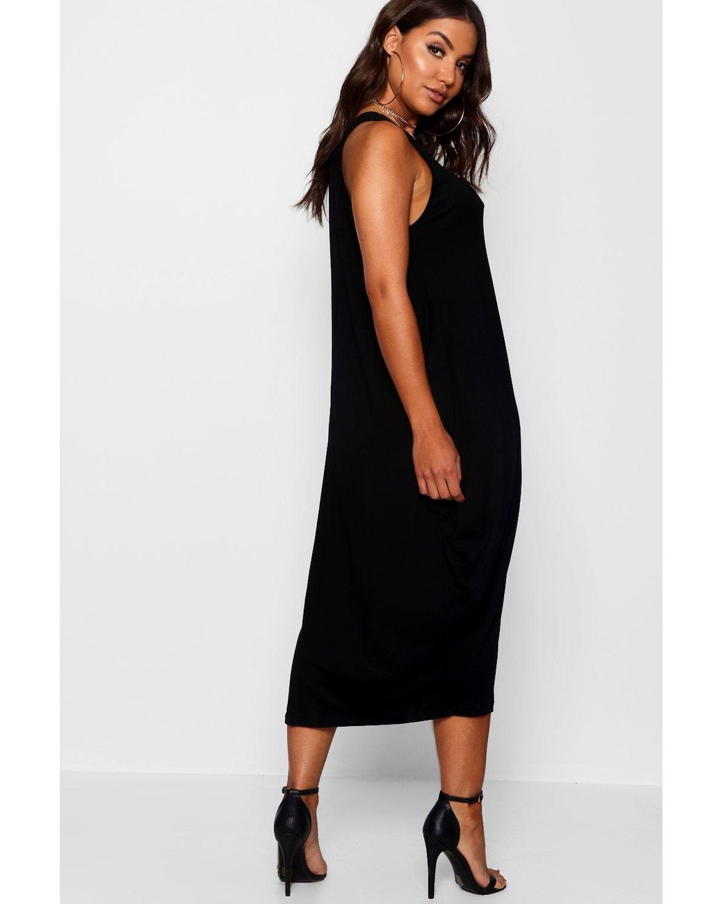 racer back ruched maxi dress