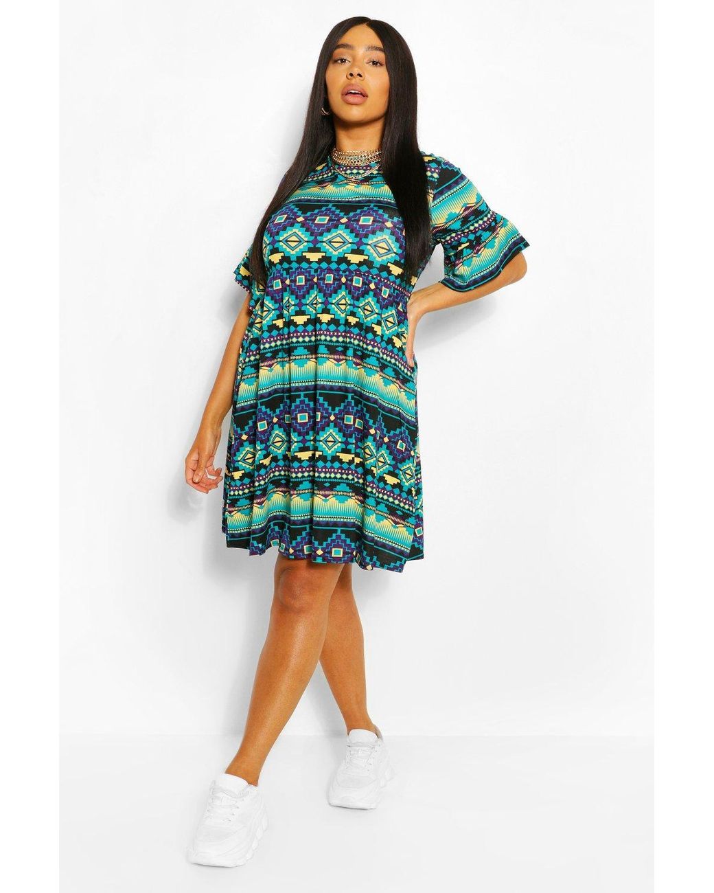 aztec smock dress