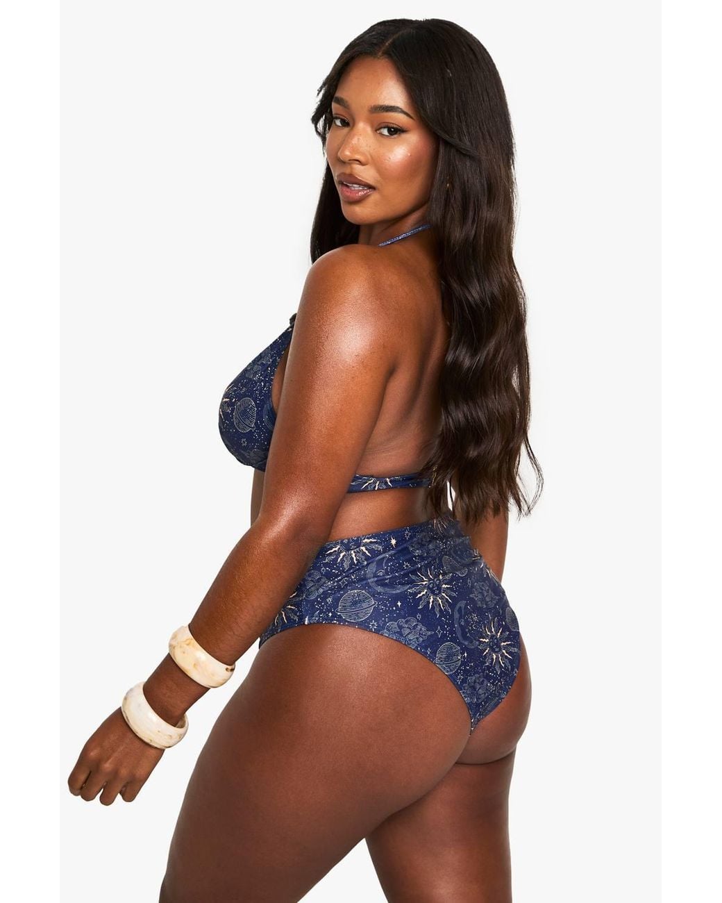 Boohoo Blue Plus Celestial Underwire Bikini