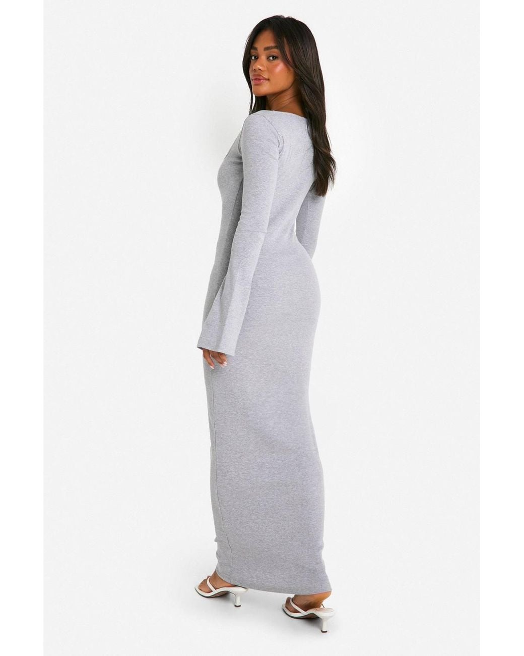 Boohoo White Basic Rib Square Neck Maxi