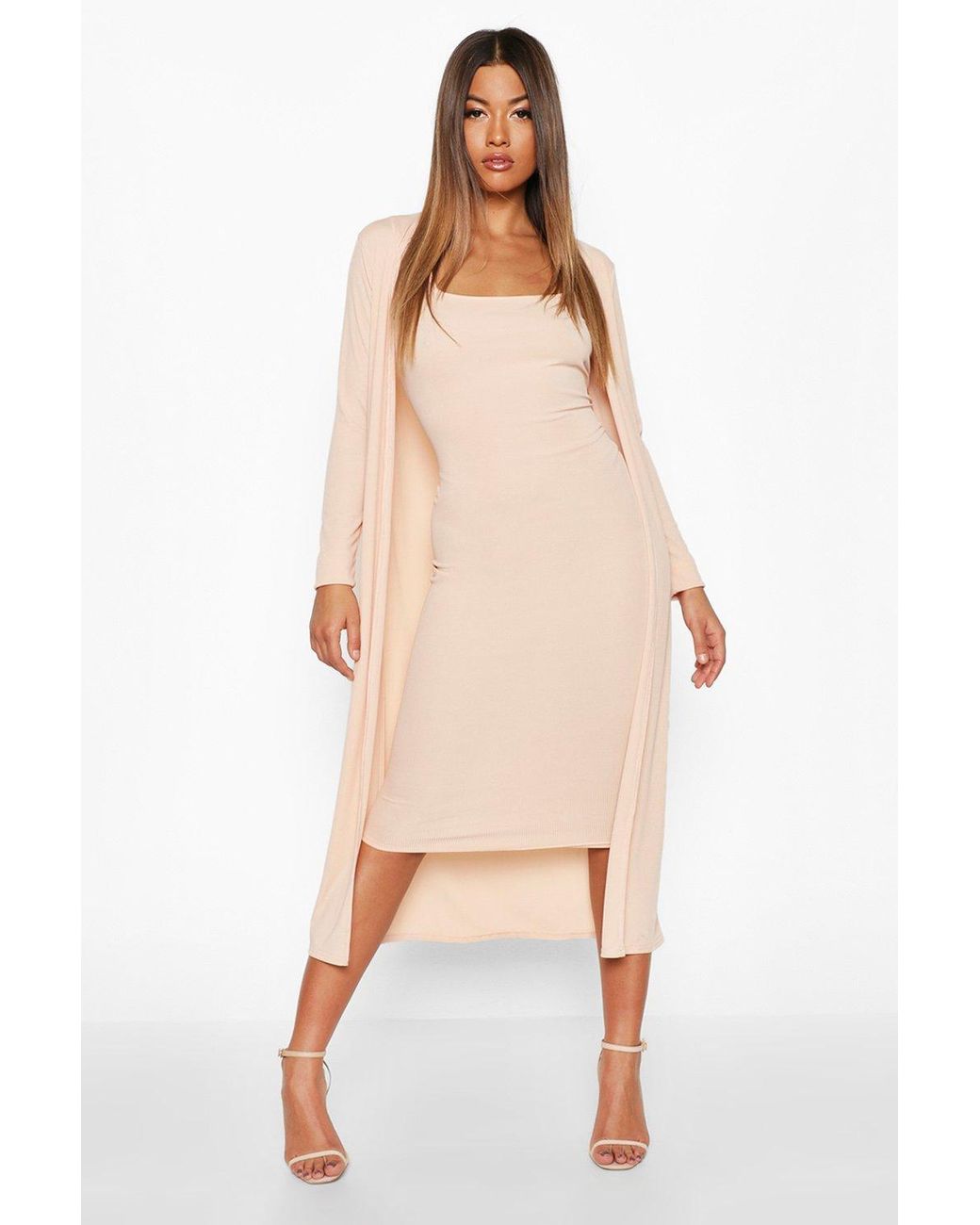 boohoo dress and cardigan set