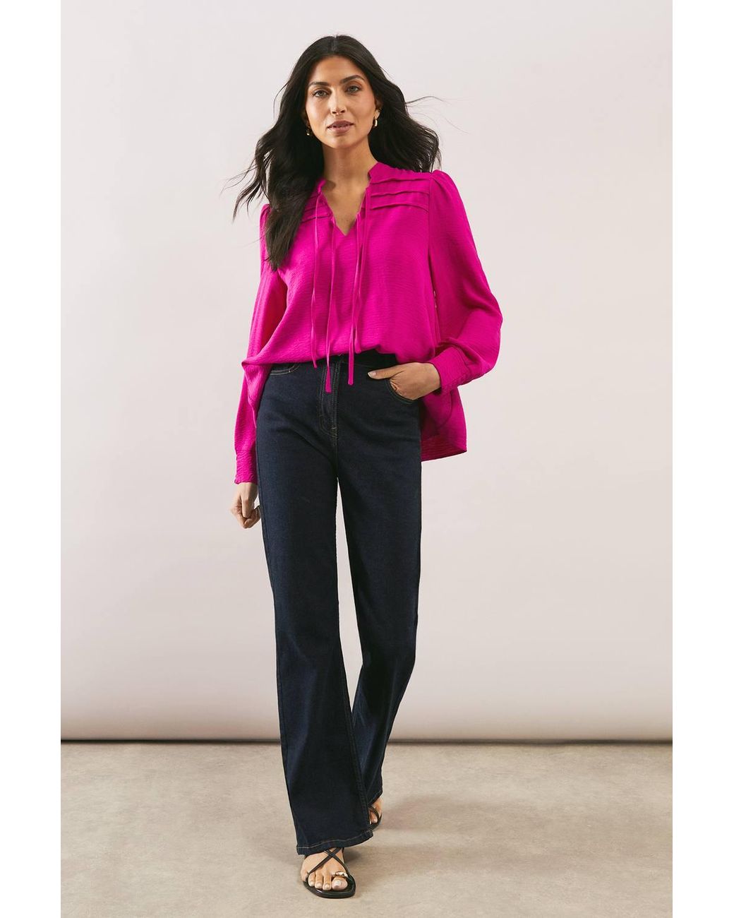 Wallis Pink Collarless Pleat Front Blouse