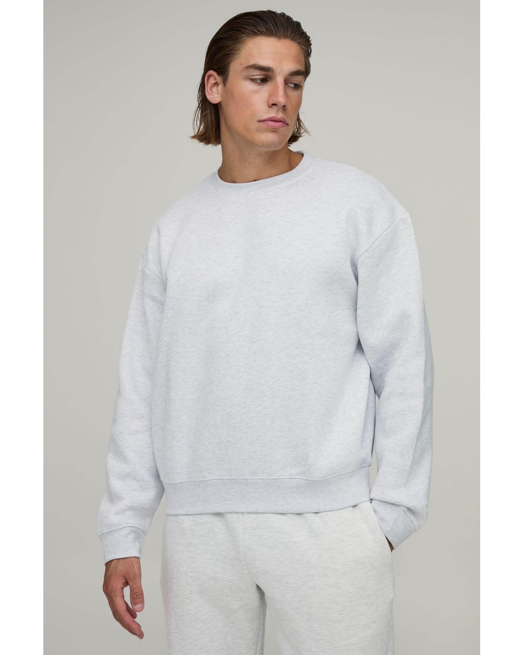 BoohooMAN White Basic Oversized Boxy Crew Neck Sweatshirt for men