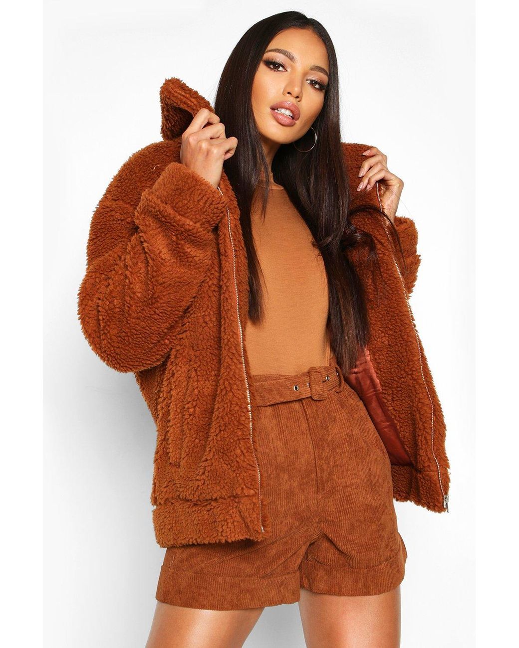 oversized teddy bomber jacket
