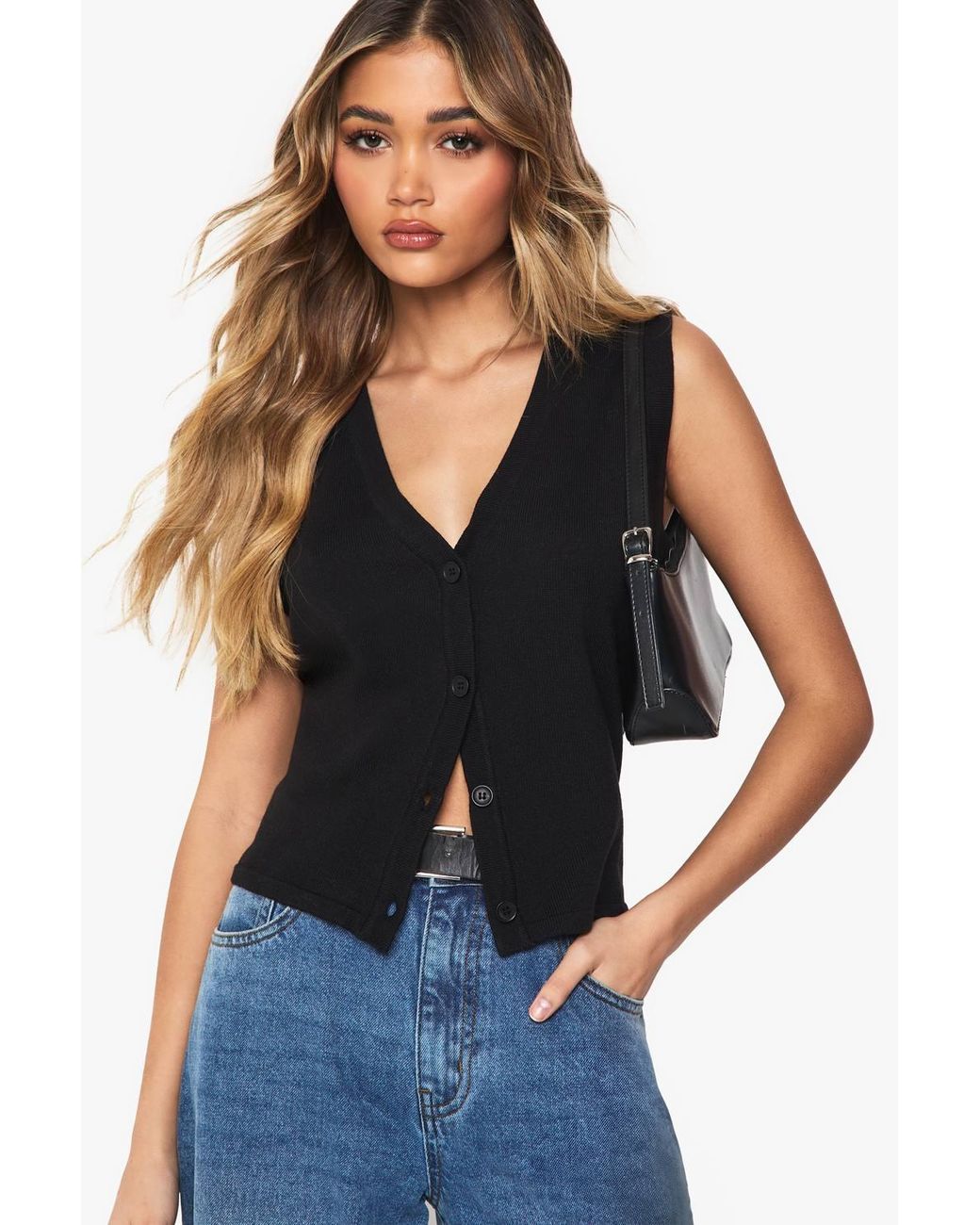 Boohoo Blue Lightweight Button Through Waistcoat