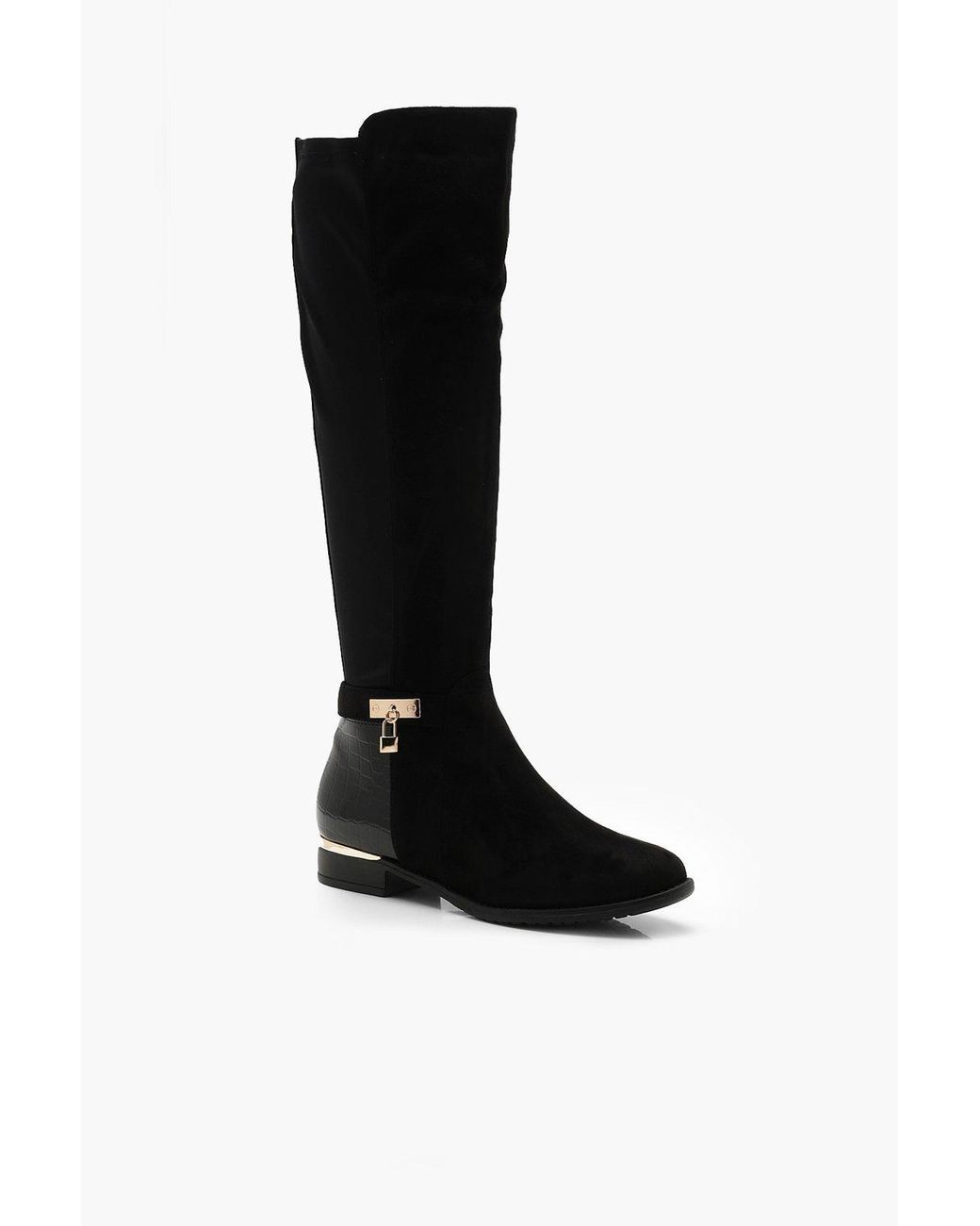 Boohoo Croc Panel Stretch Back Flat 