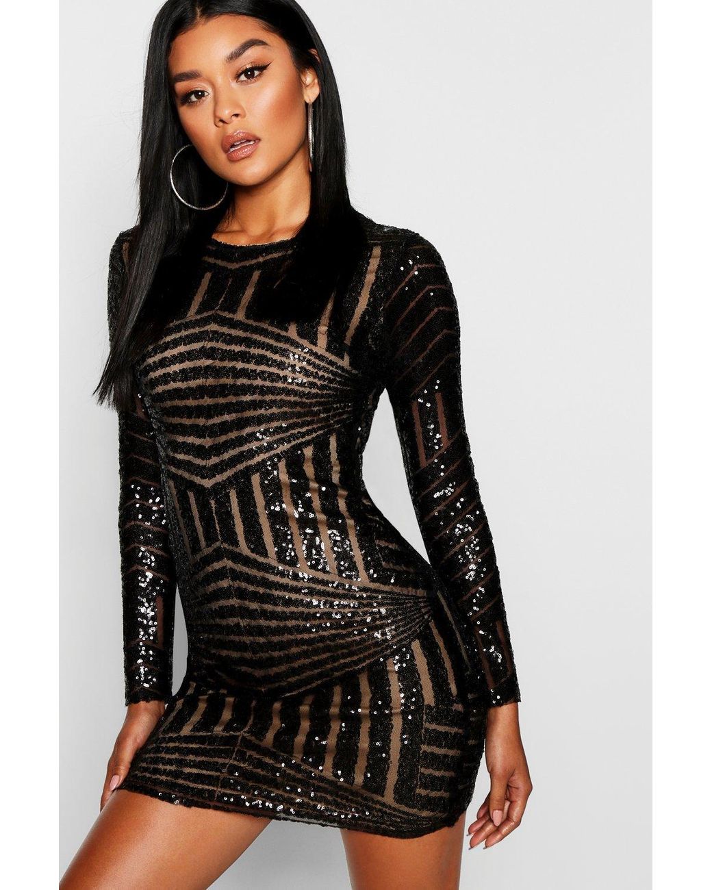 boutique sequin open back bodycon dress