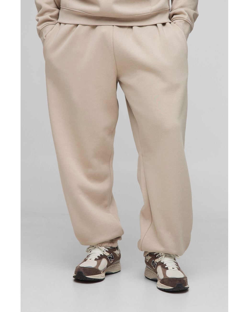 BoohooMAN Plus Basic Oversize Jogginghose in Natural für Herren
