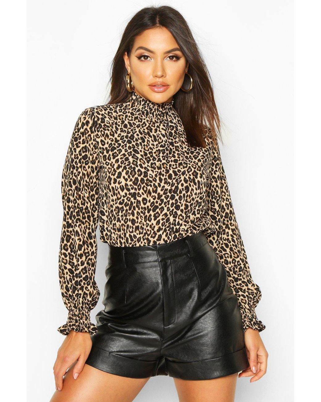 boohoo leopard print blouse