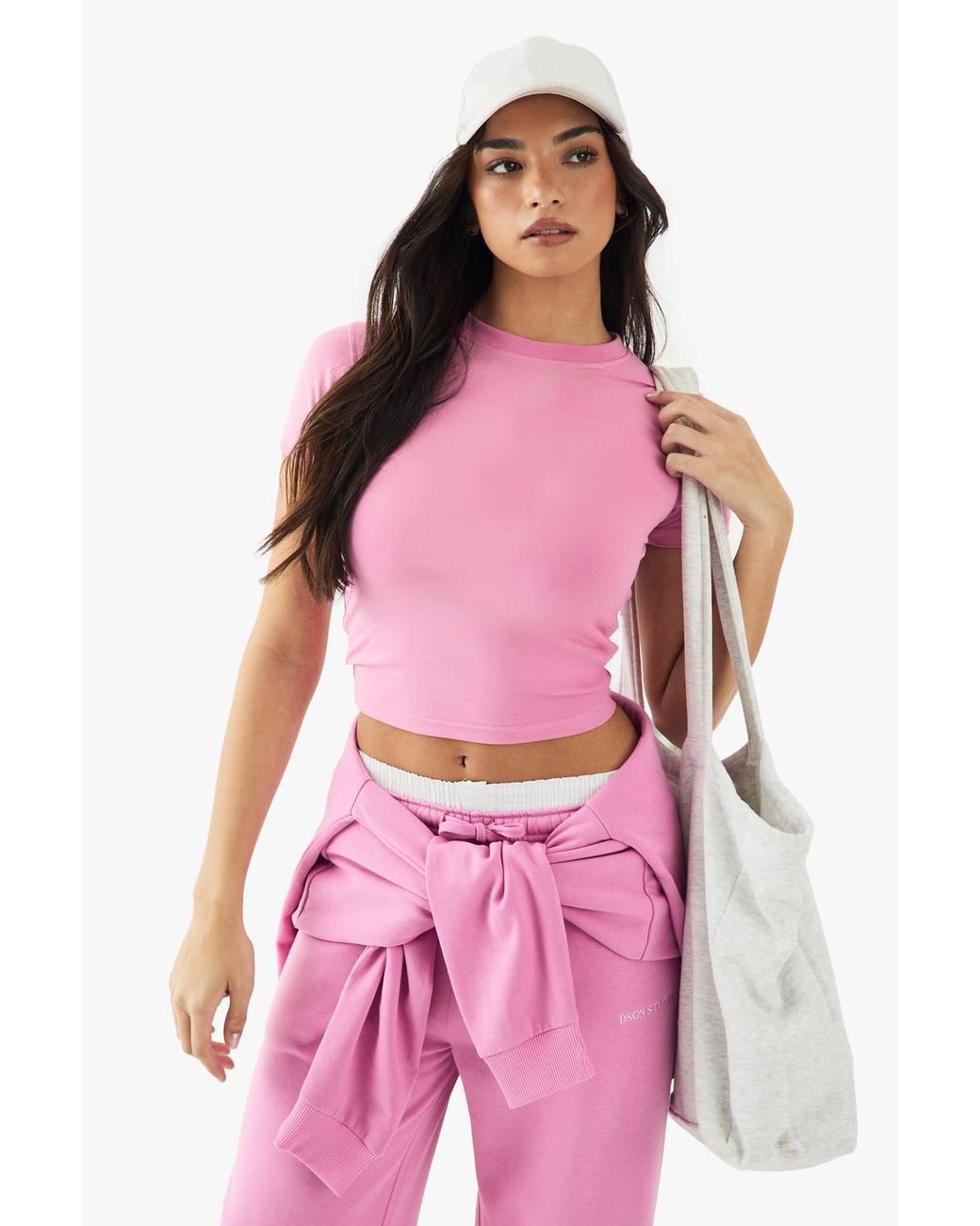 Boohoo Pink Basics Fitted Top