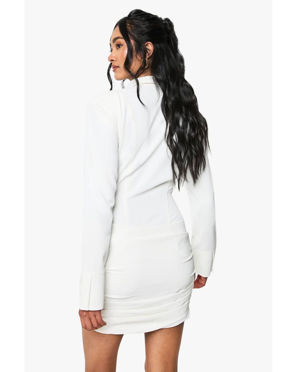 Boohoo White Premium Structured Panel Collared Mini Dress