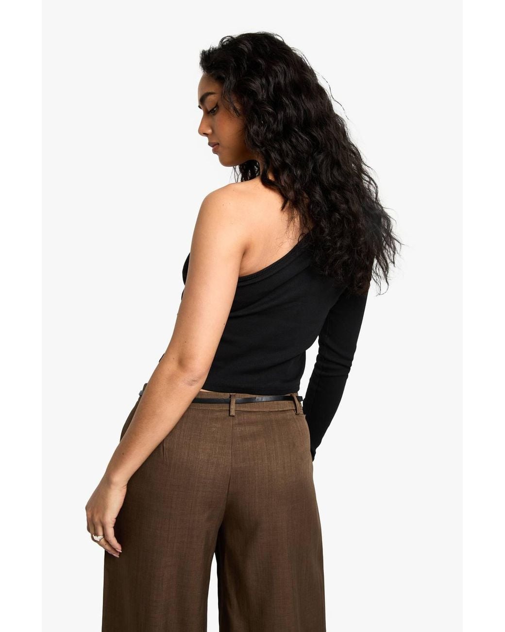 Boohoo Black Basics One Shoulder Top