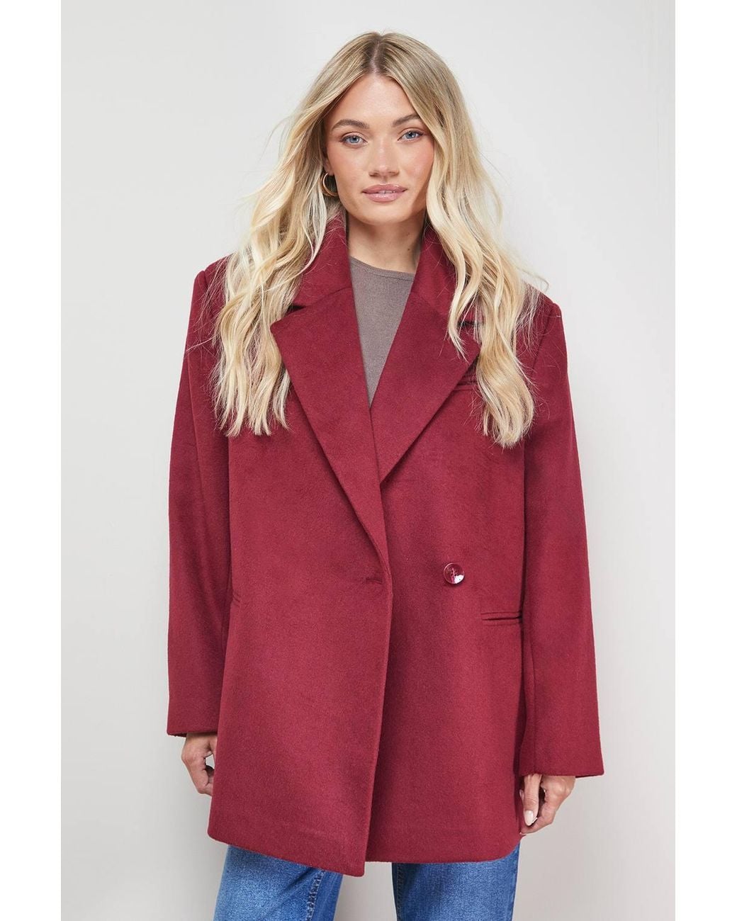 Oasis Red Relaxed Blazer Coat
