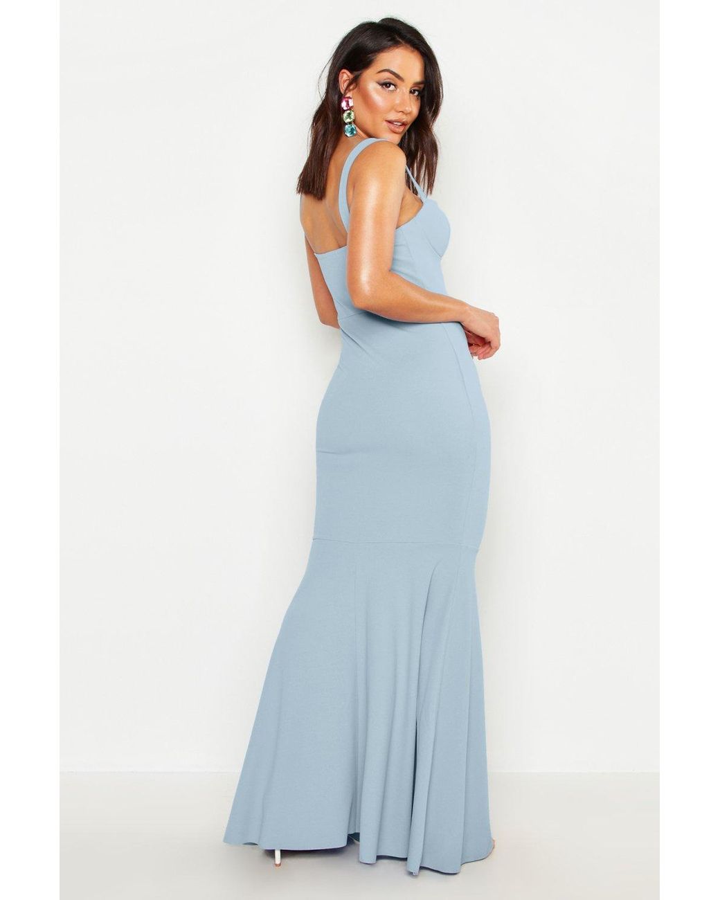 bustier detail fishtail maxi dress