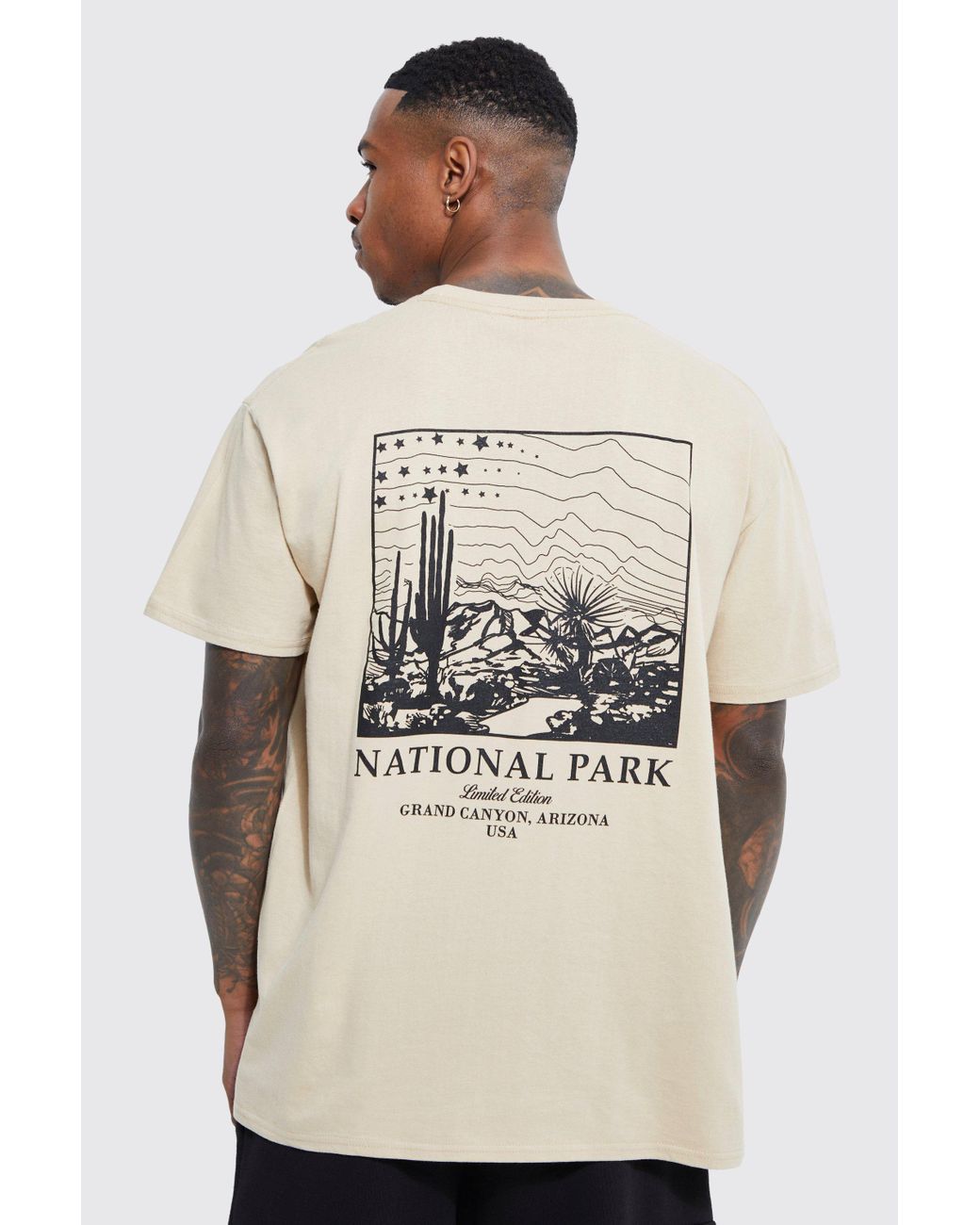 BoohooMAN Oversized Scenic Print Tshirt in Natural for Men Lyst