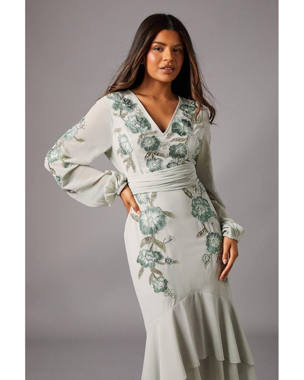 green emerald velvet dress Lara 29017 Prom Dress - Green main image 1