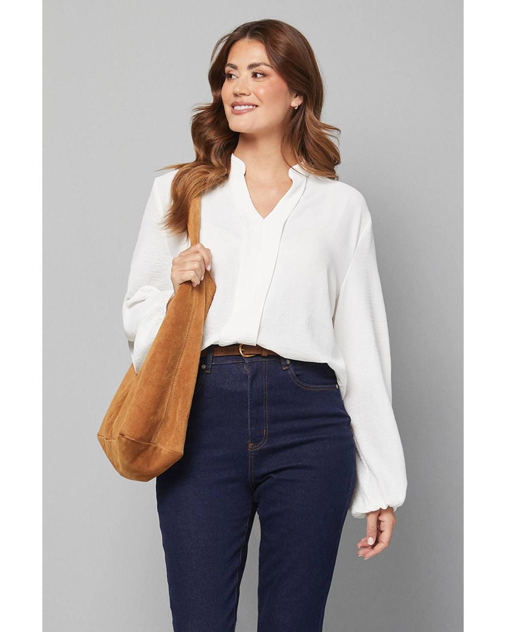Wallis White Collarless Woven Blouse