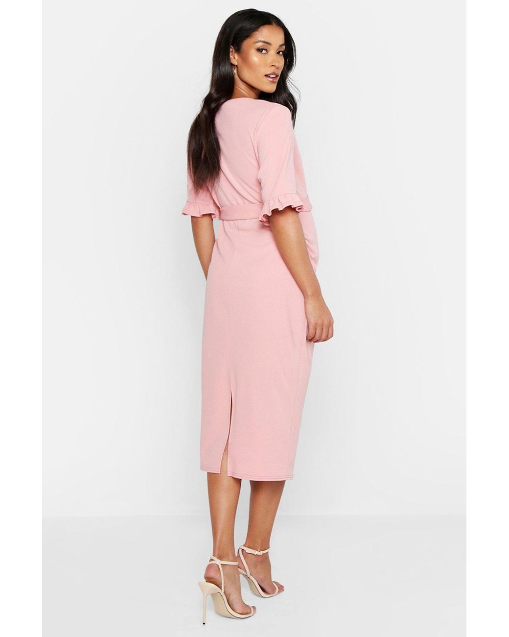 boohoo pink maternity dress