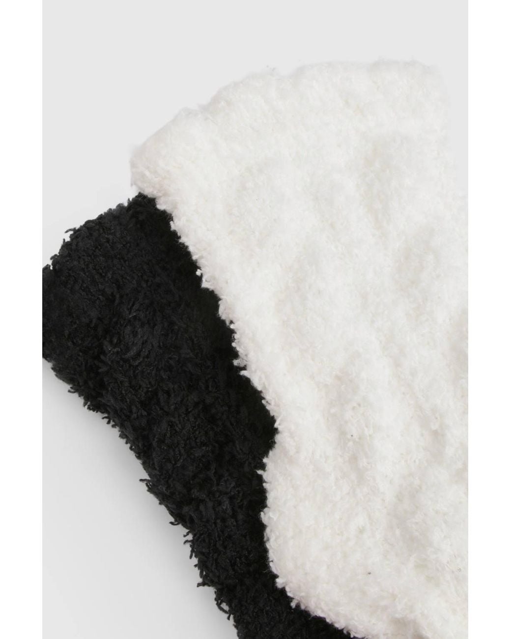 Boohoo Black Fluffy Cable Knit Socks 2 Pack