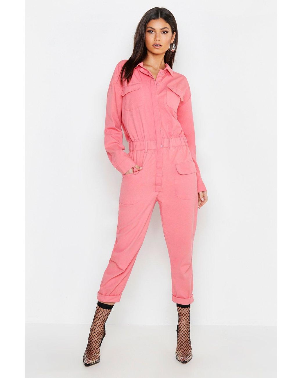 boohoo denim boiler suit
