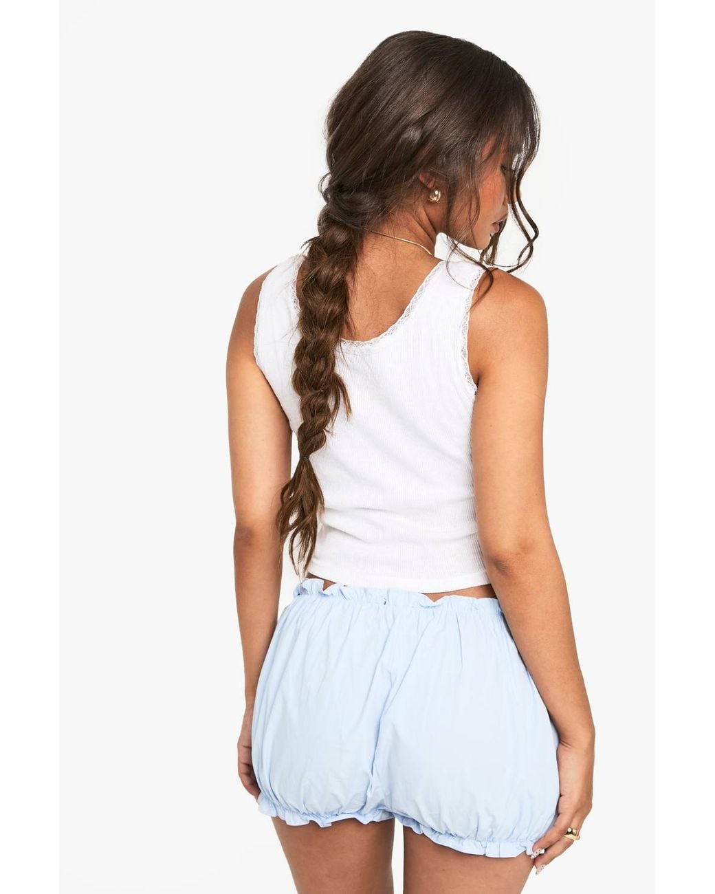 Boohoo White Drawstring Waist Bloomers
