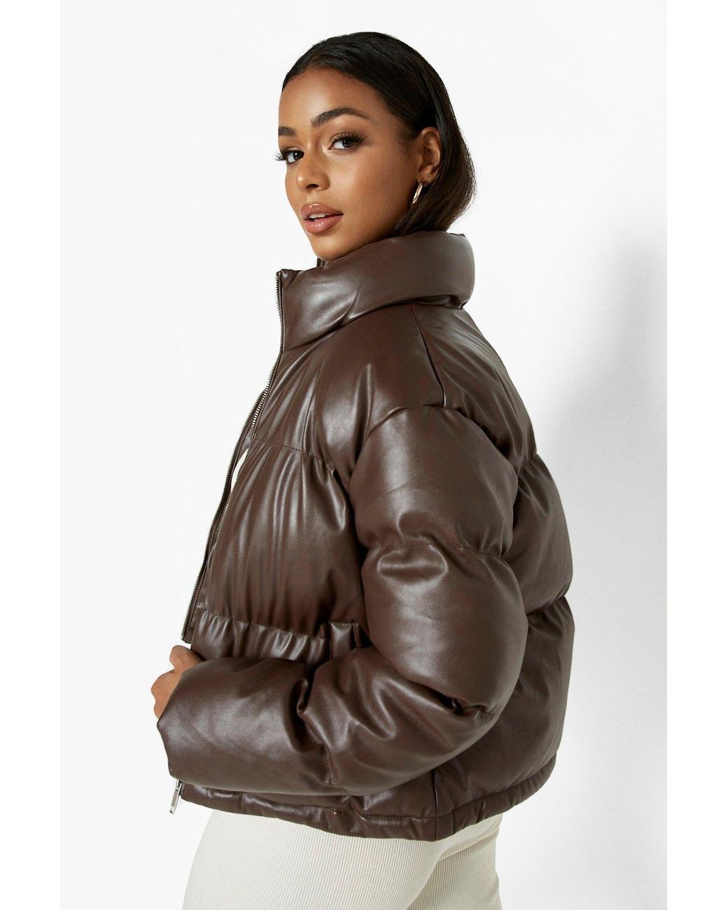leather puffer