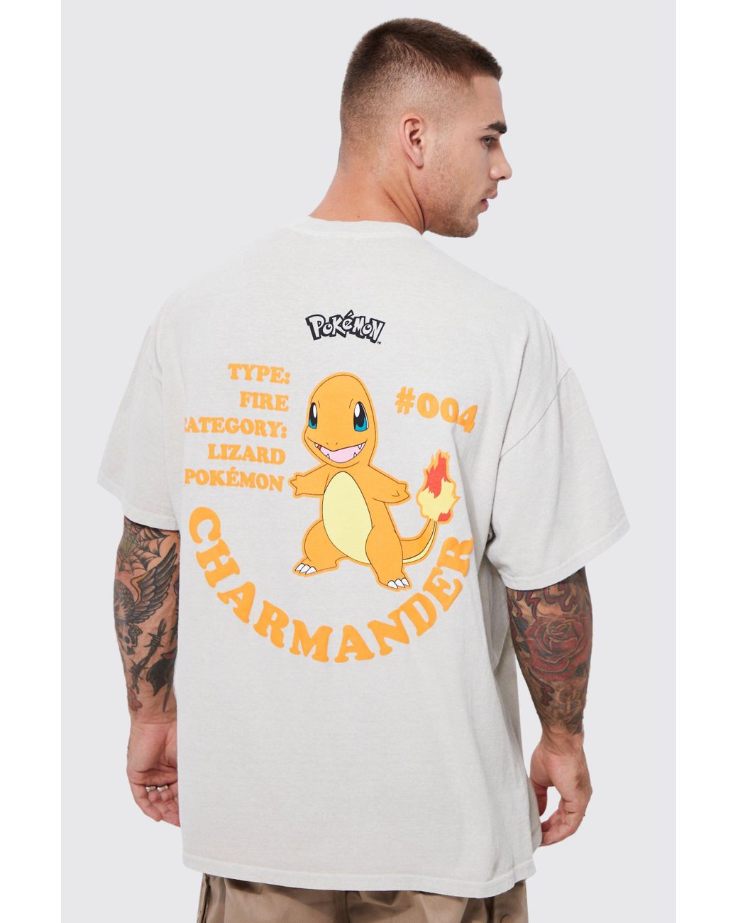 Boohoo Oversized Pokemon Charmander License T-shirt in Gray for Men | Lyst