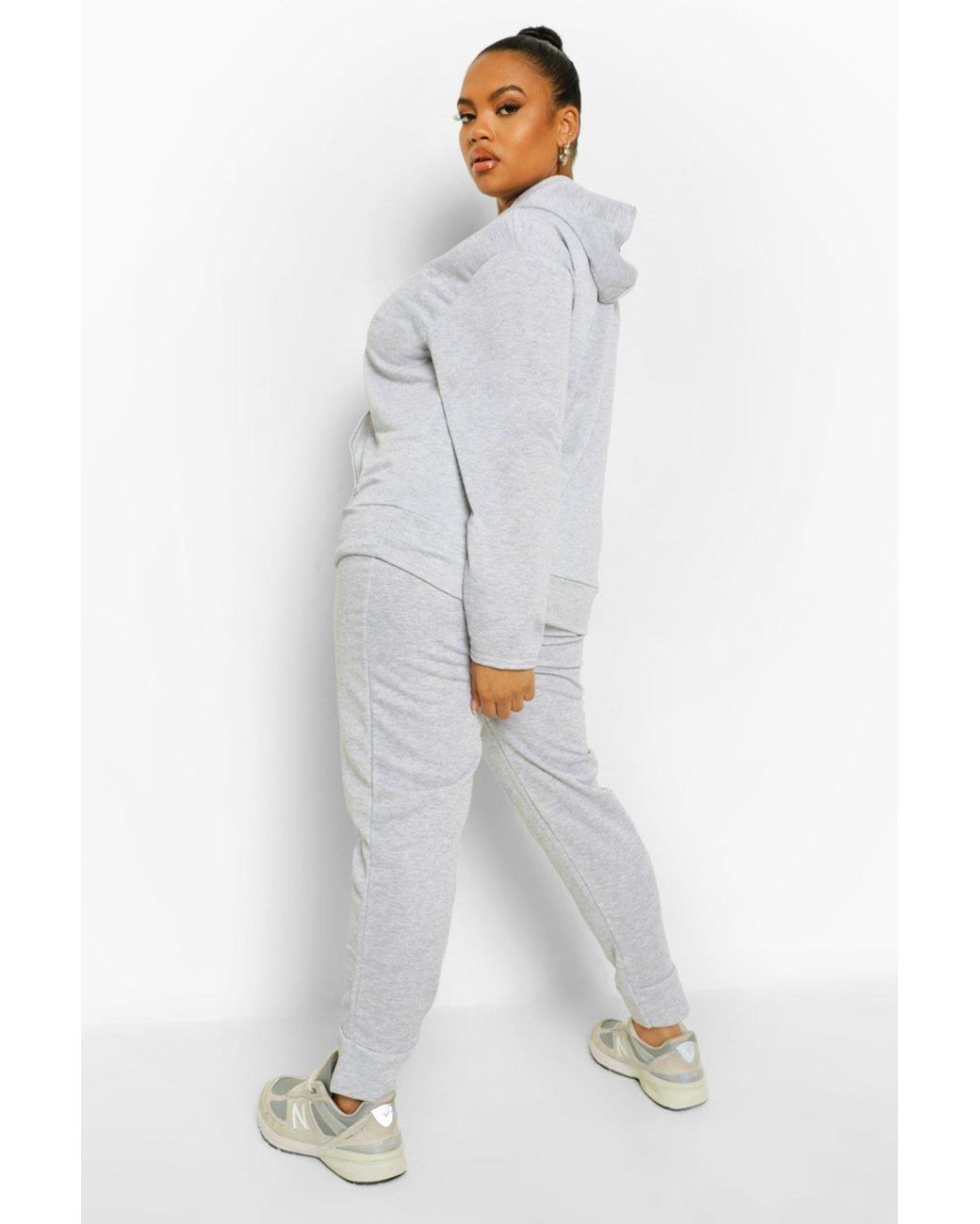 Boohoo Synthetic Plus Loopback Hoody And Jogger Set in Grey (Gray) - Lyst