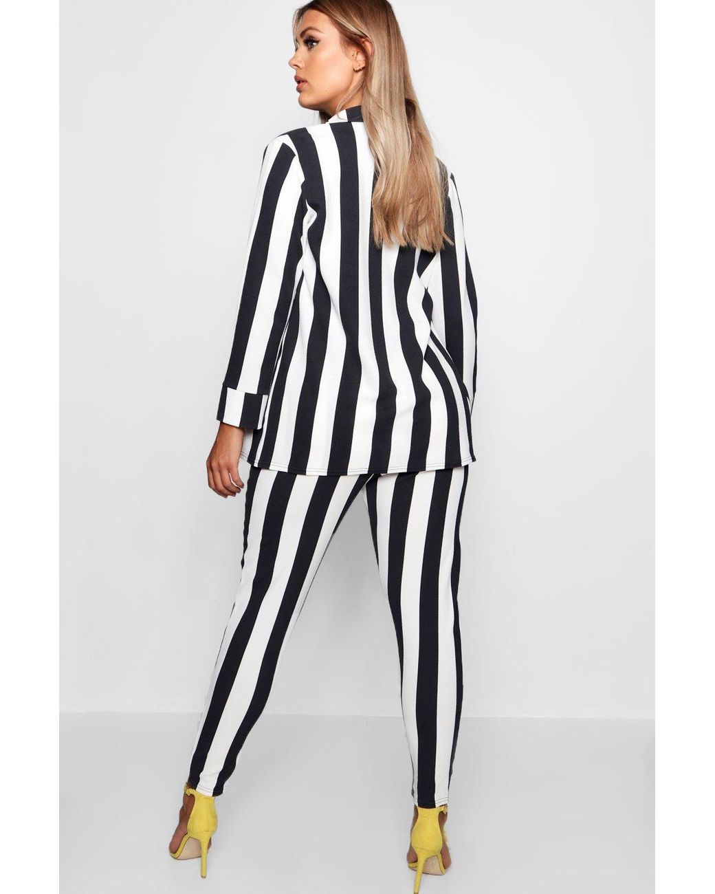 black and white striped trousers womens