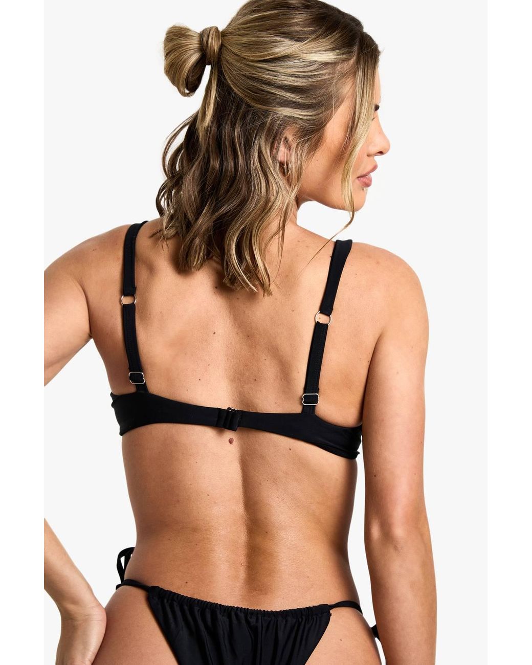 Boohoo Black Shell Trim Underwire Bikini Top