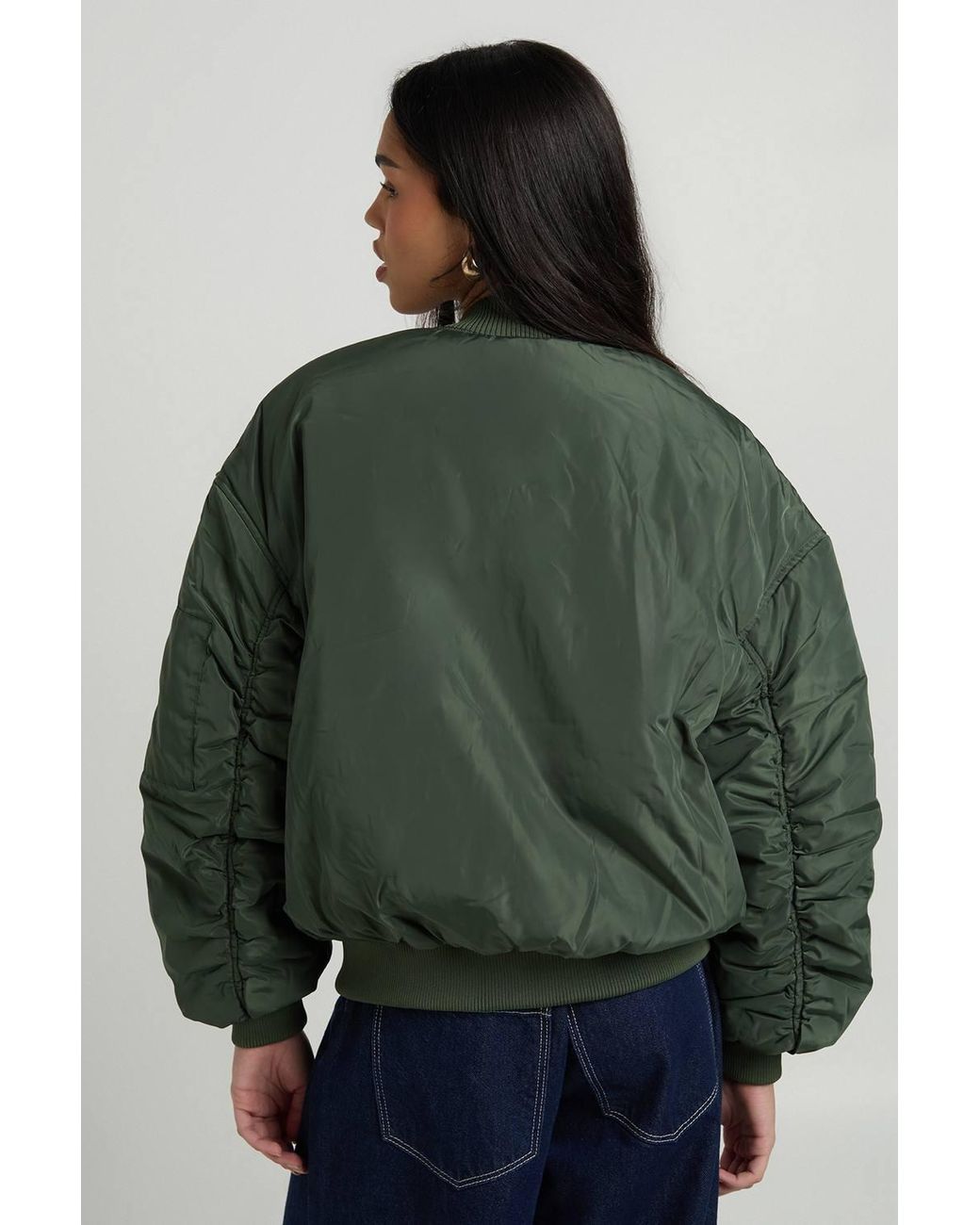 Boohoo Green Oversized Bomber Jacket
