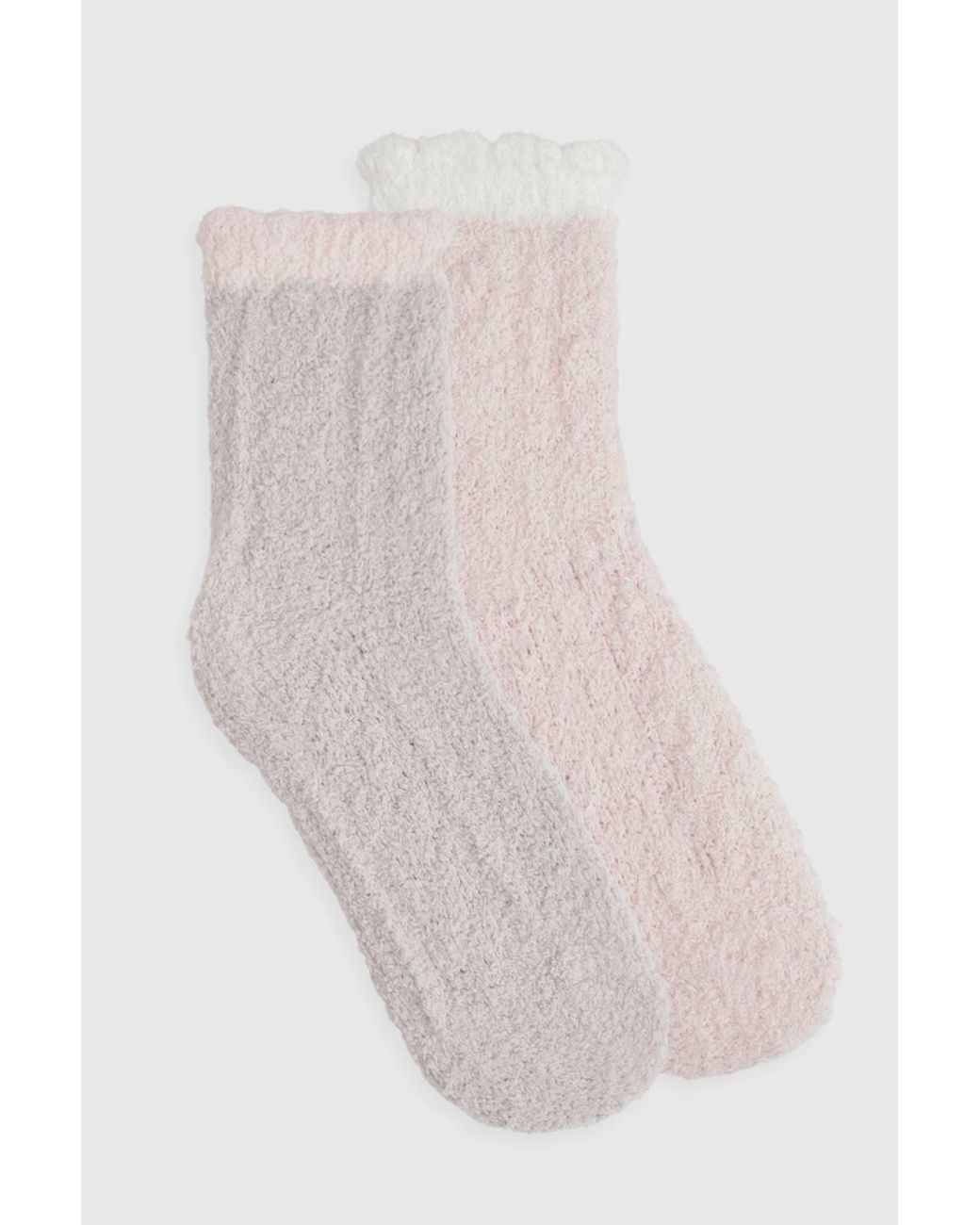 Boohoo White Cable Knit Fluffy Socks 2 Pack