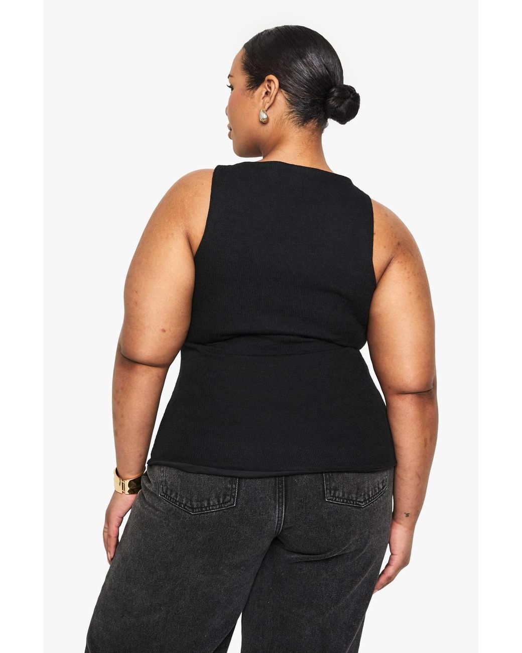 Boohoo Black Plus Knitted Button Down Waistcoat