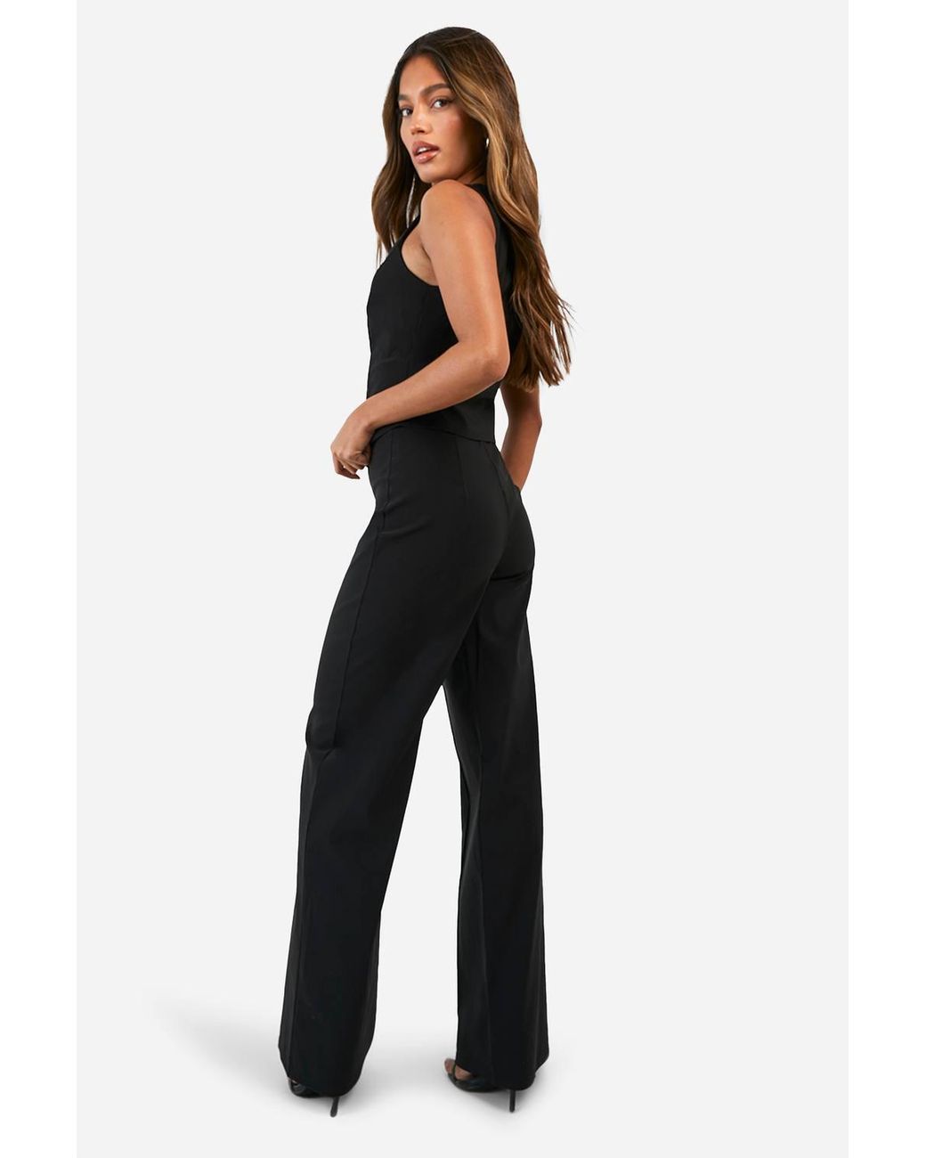 Boohoo Black Super Stretch Button Waistcoat