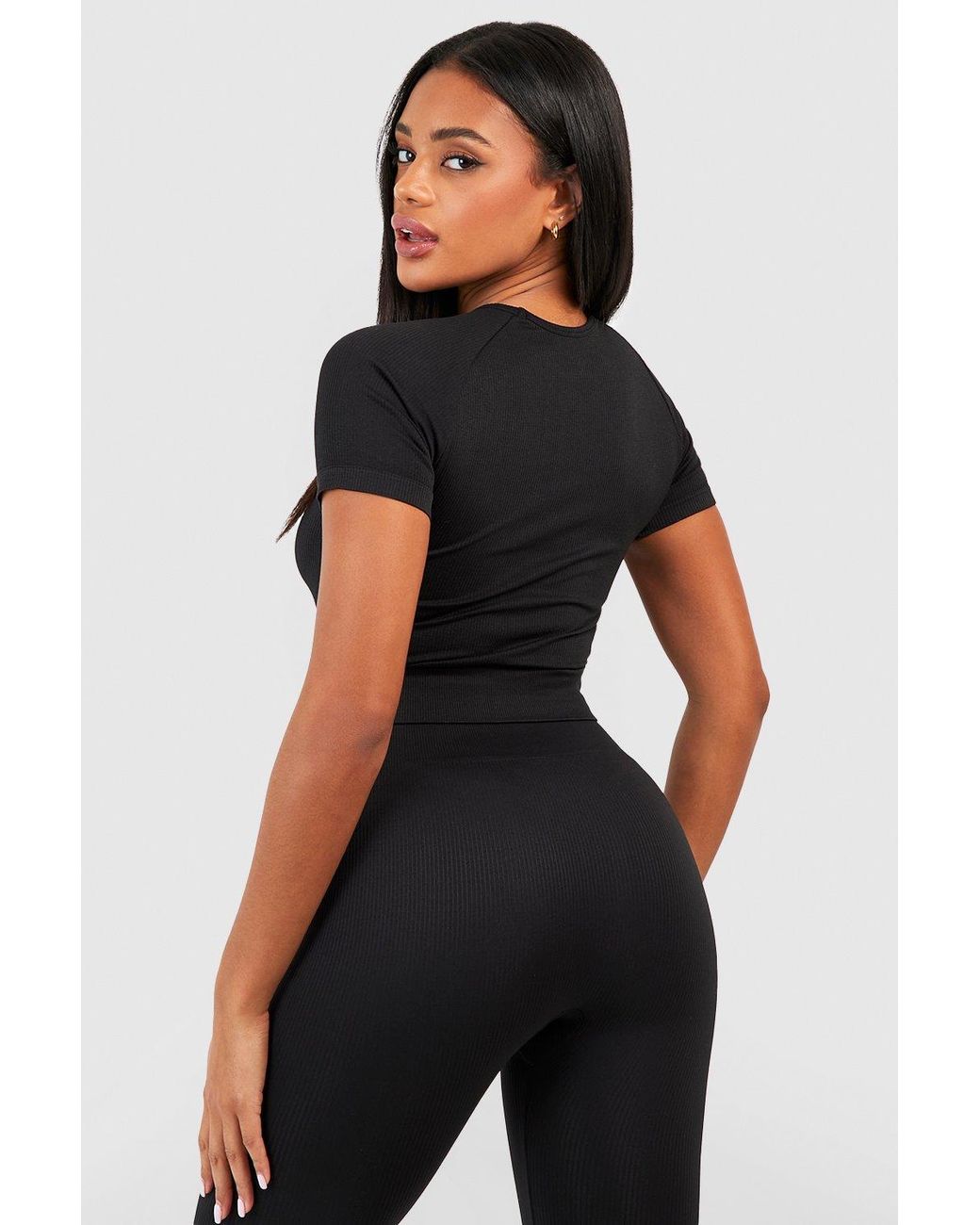 Buy Boohoo Structured Seamless Contour Ribbed Sculpt Leggings In