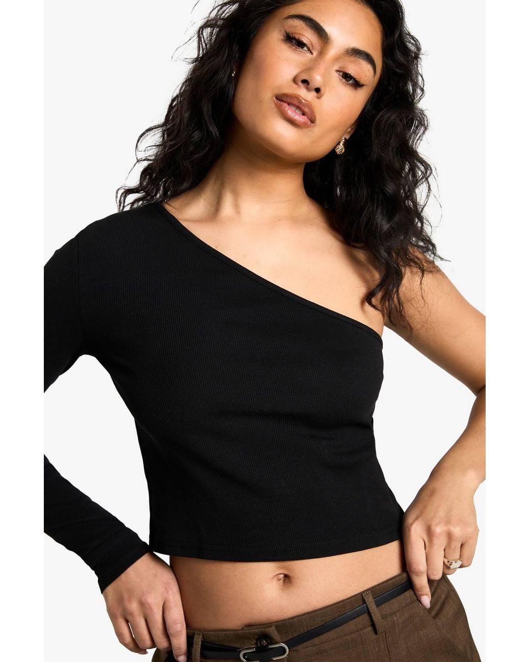 Boohoo Black Basics One Shoulder Top