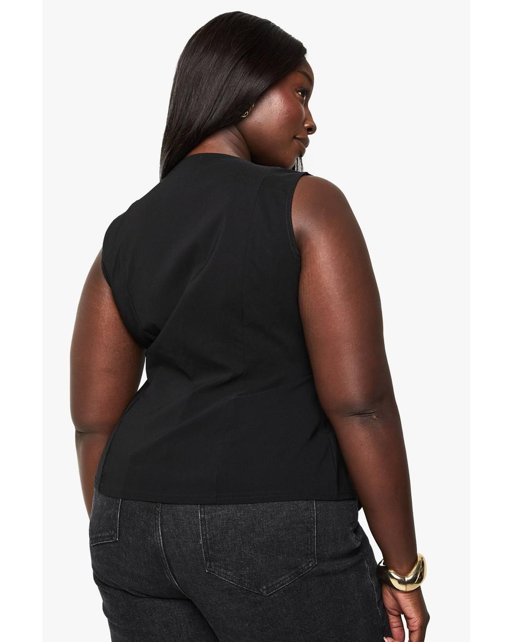 Boohoo Black Plus Wrap Front Button Waistcoat