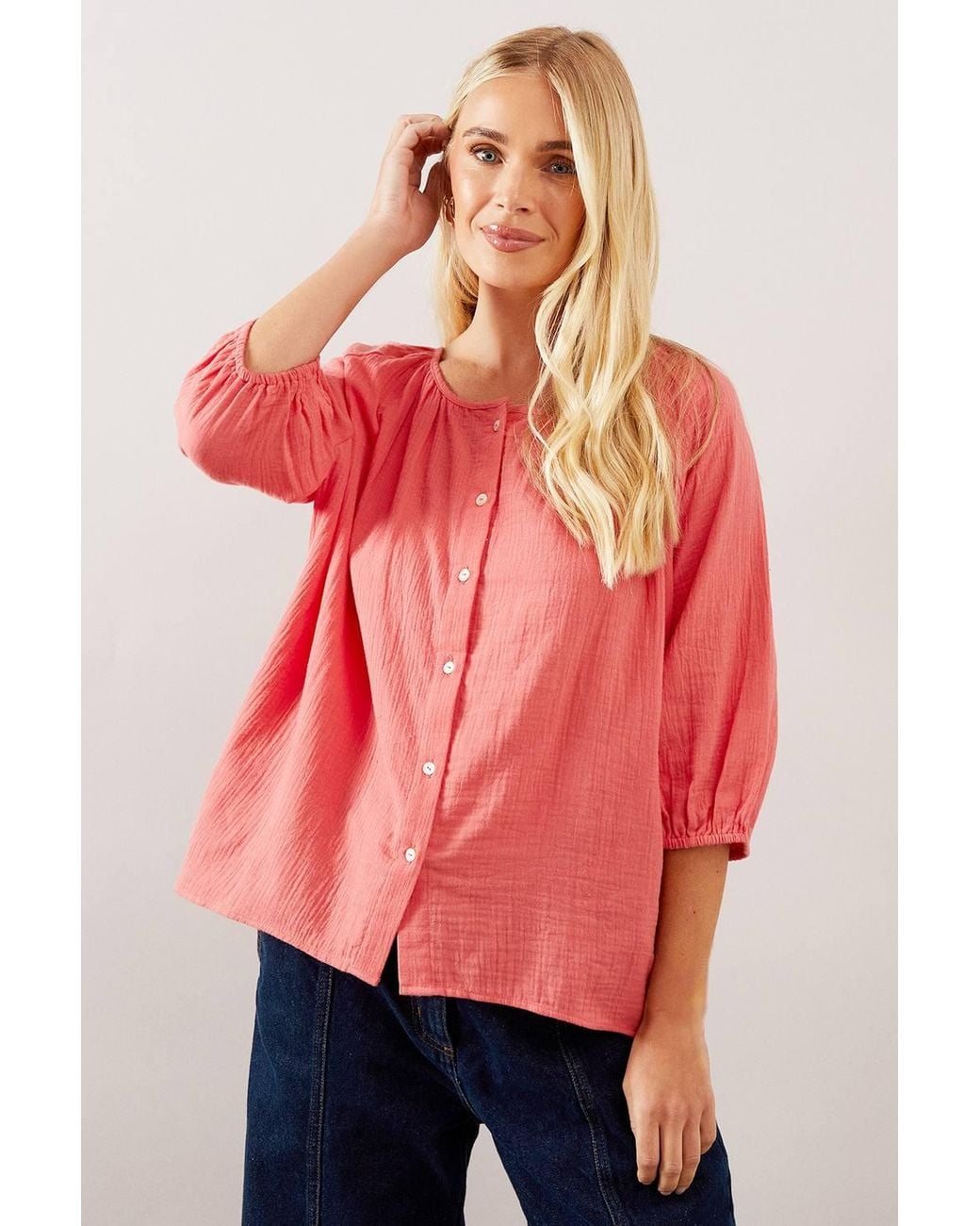 Wallis Petite Textured Button Blouse