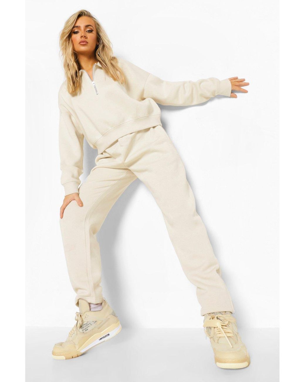 matching beige tracksuit