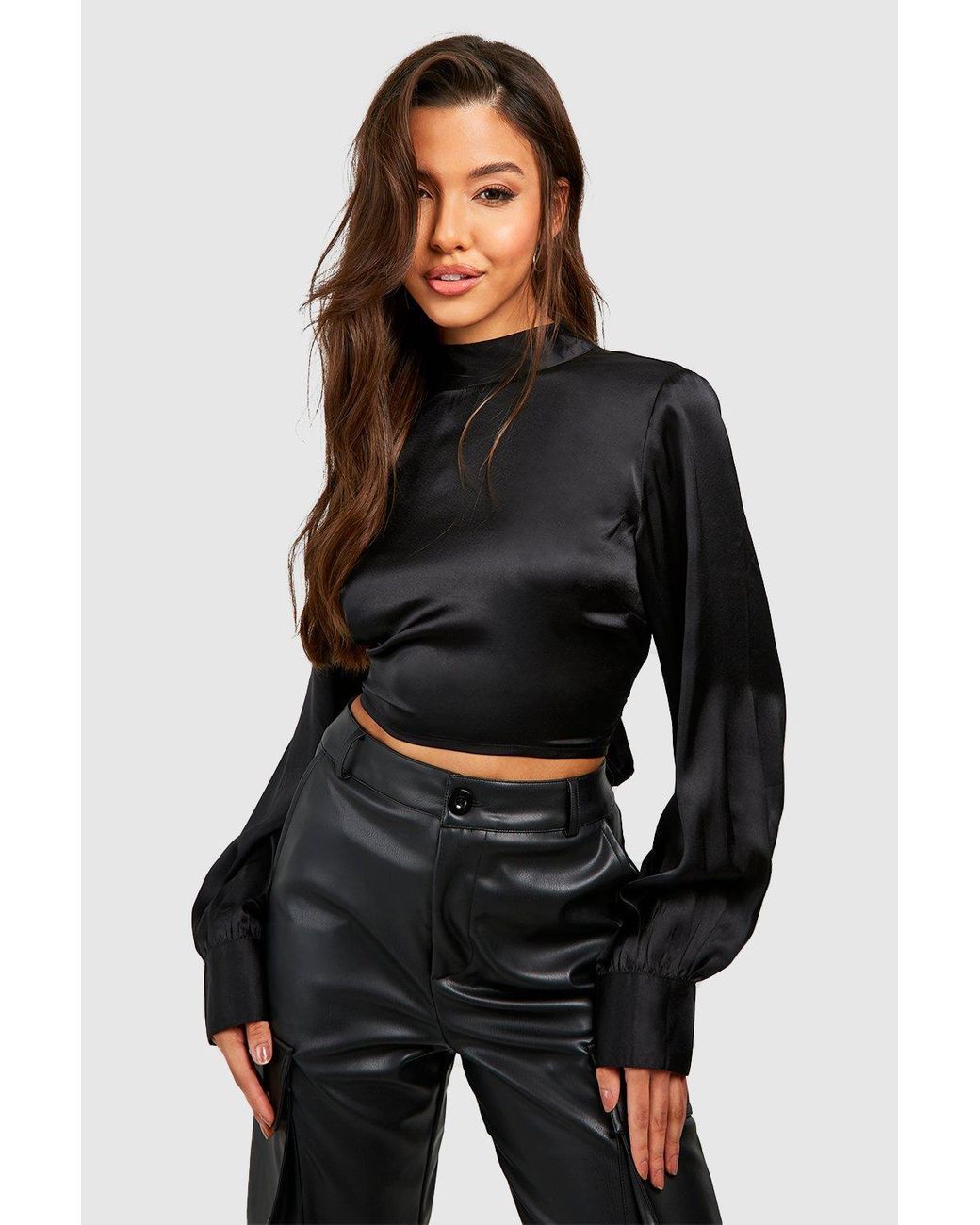 Turtleneck clearance satin blouse