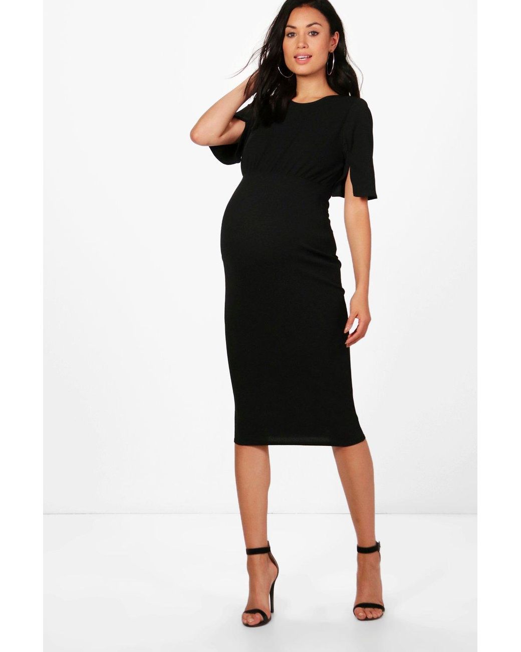 split sleeve detail wiggle midi dress