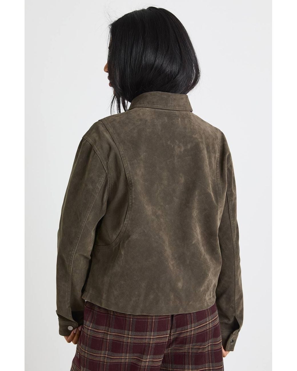 Boohoo Brown Faux Suede Collared Jacket