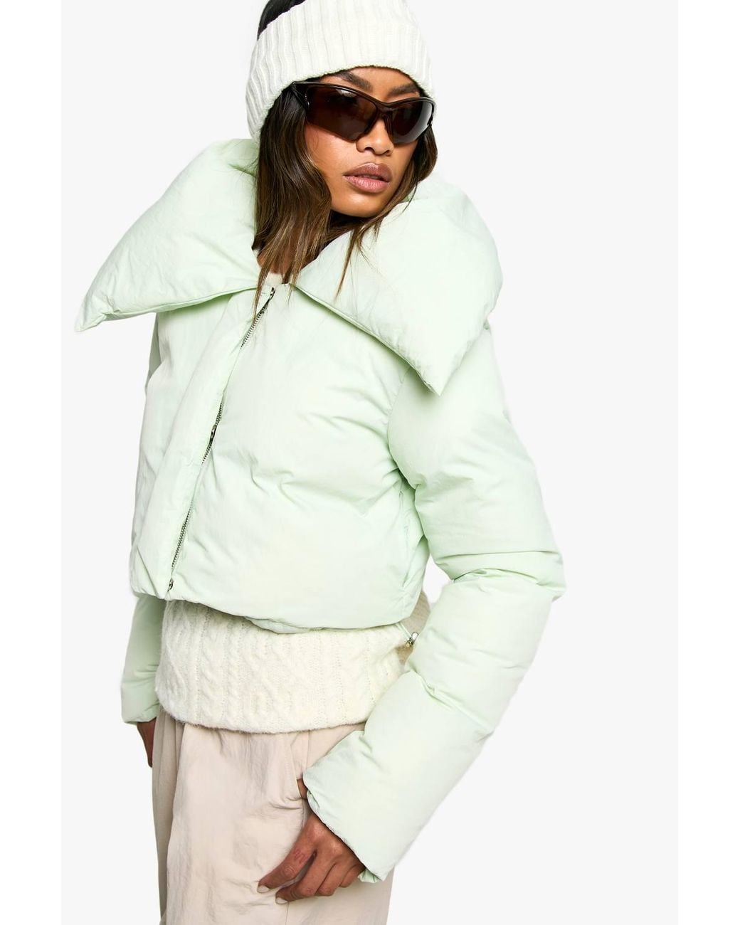 Boohoo Multicolor Ski Cropped Puffer Jacket
