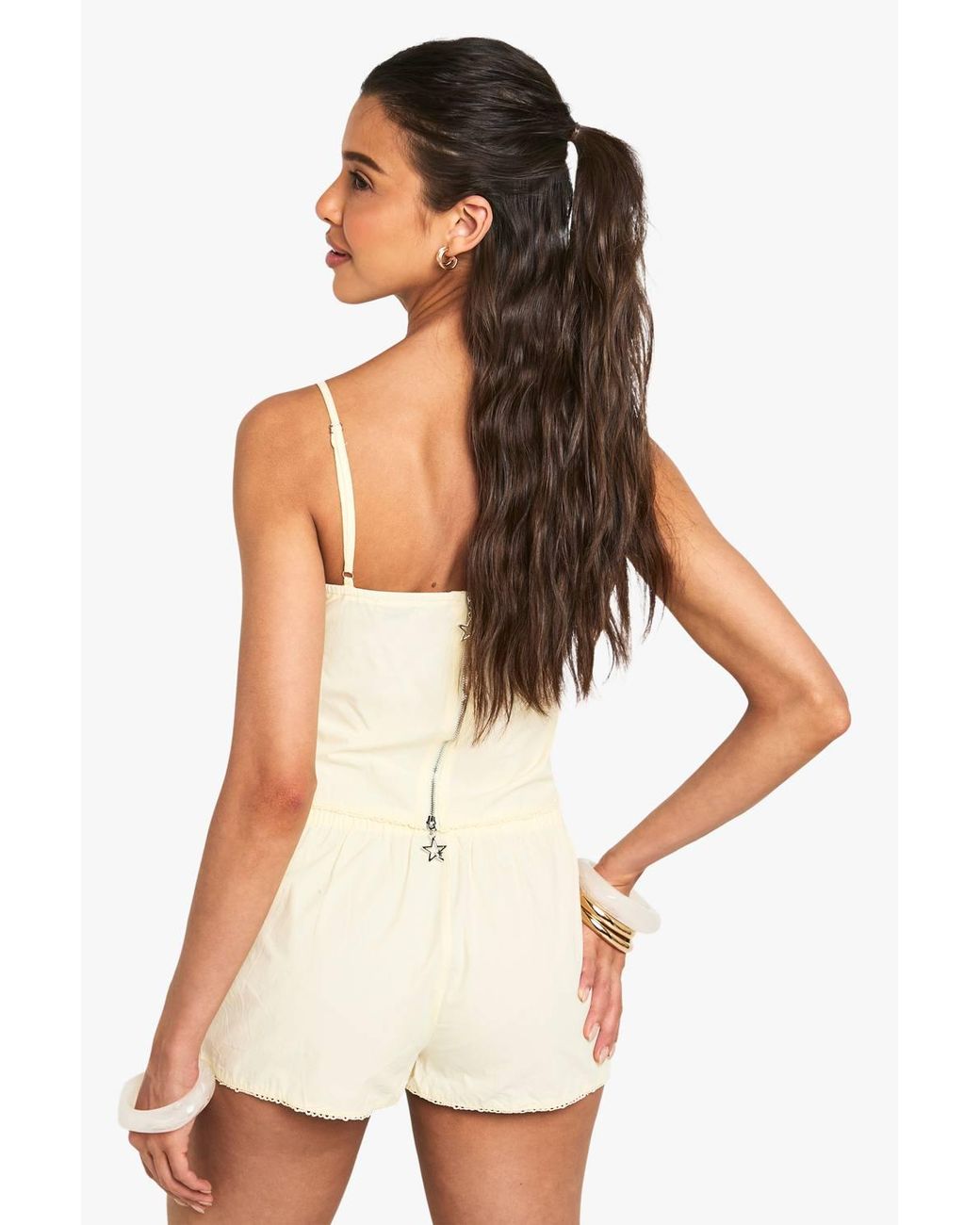 Boohoo White Ruched Bust Cami